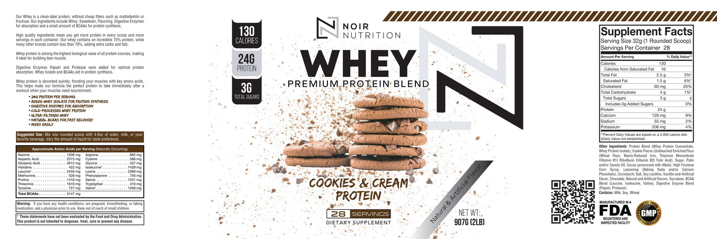 NOIR Premium Cookies & Cream Protein Blend